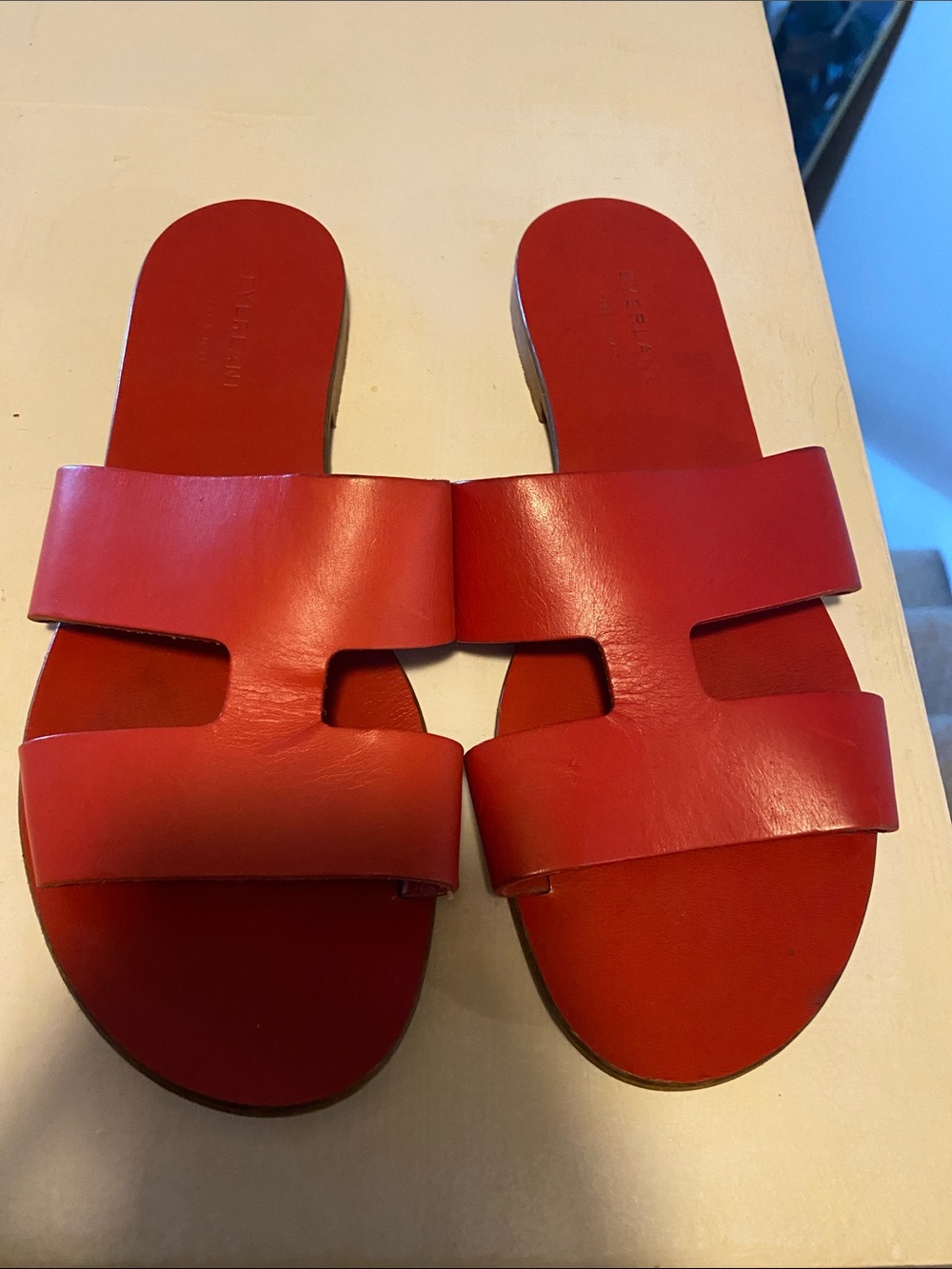 Everlane Red Leather Slide Sandals